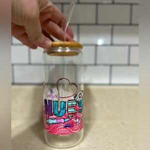 Nurse Themed Glass Tumbler with Bamboo Lid